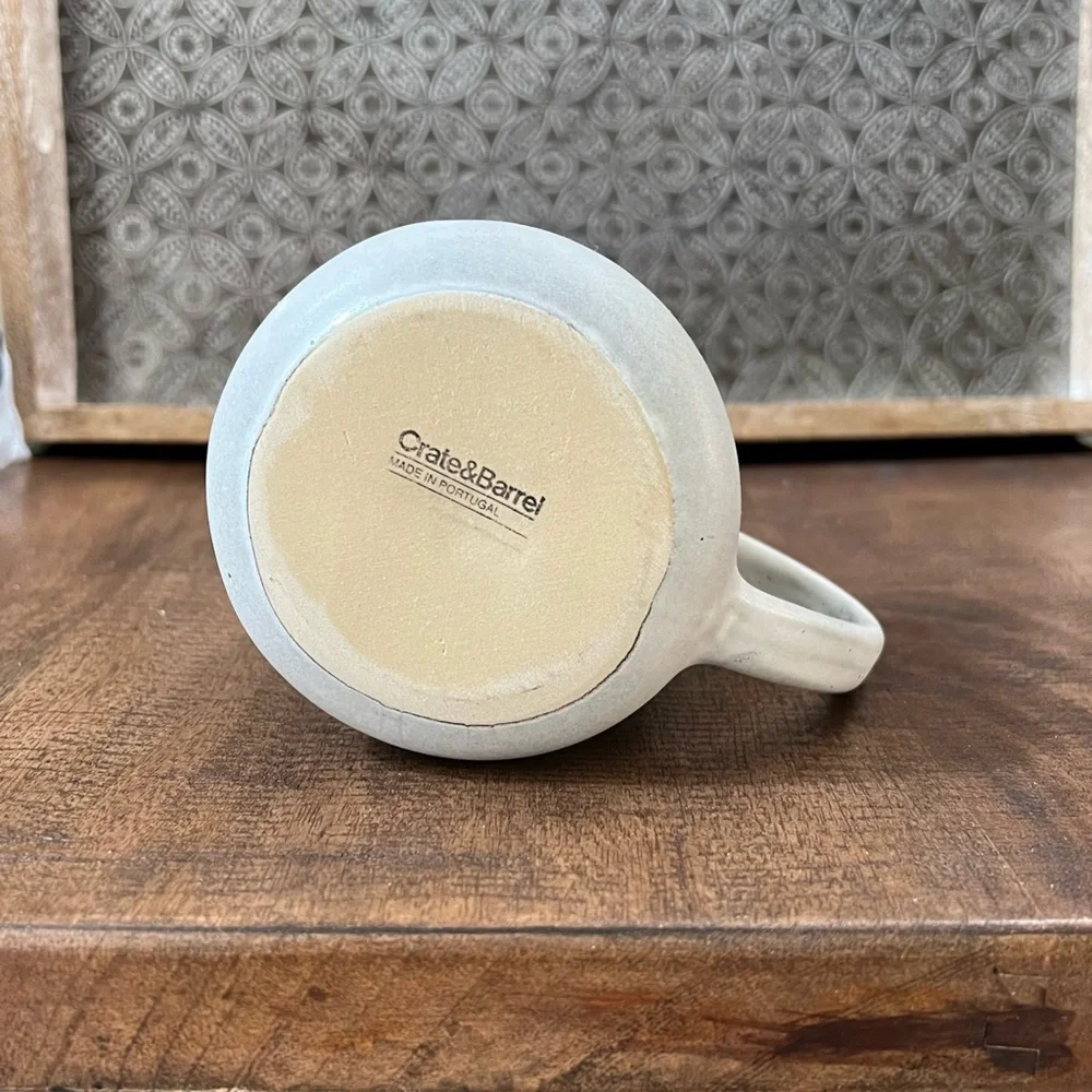 Crate & Barrel Mug Monogram R Artisan Handcrafted Stoneware Portugal